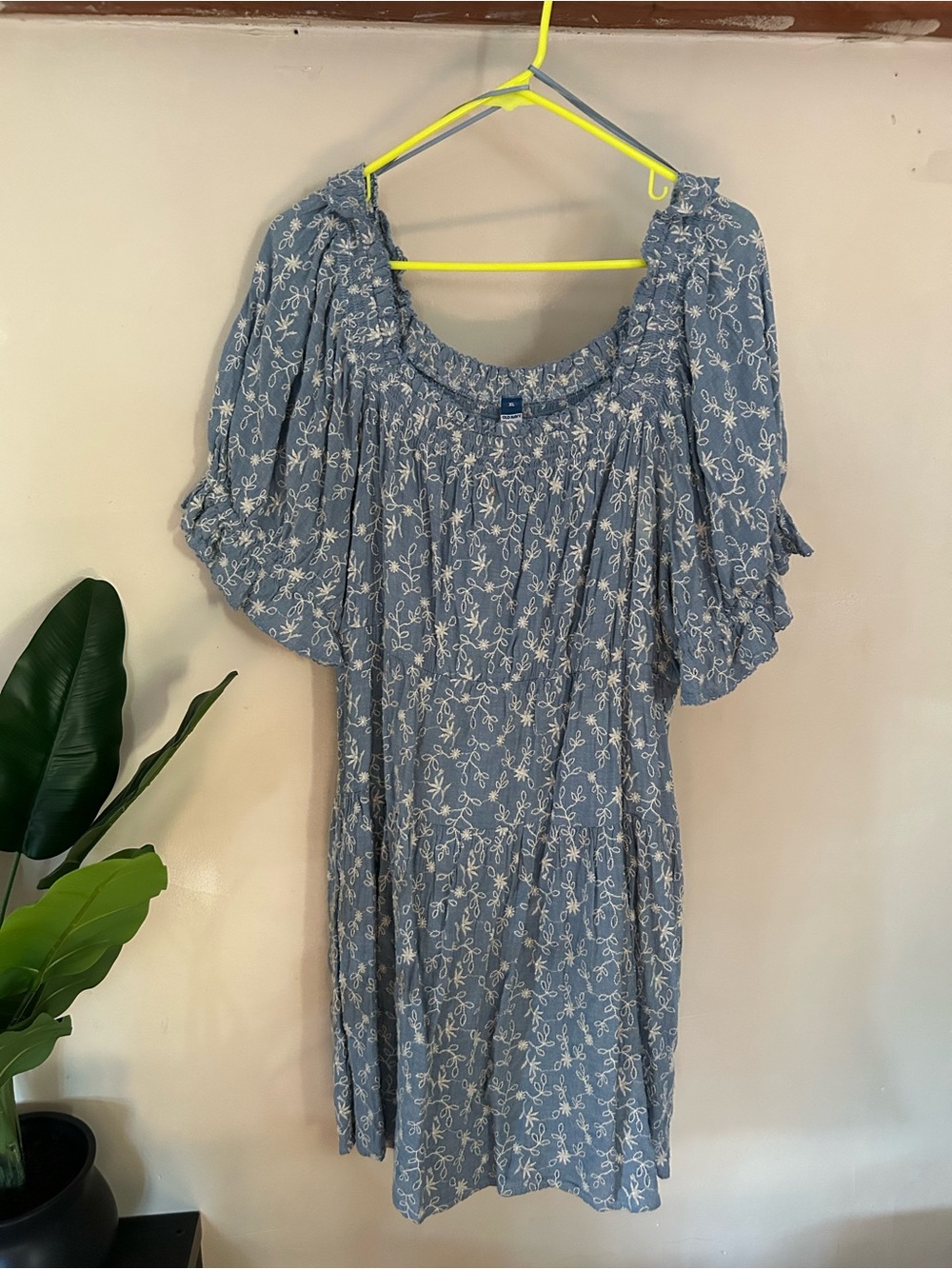 Old Navy Light Blue Floral Smocked Midi Dress